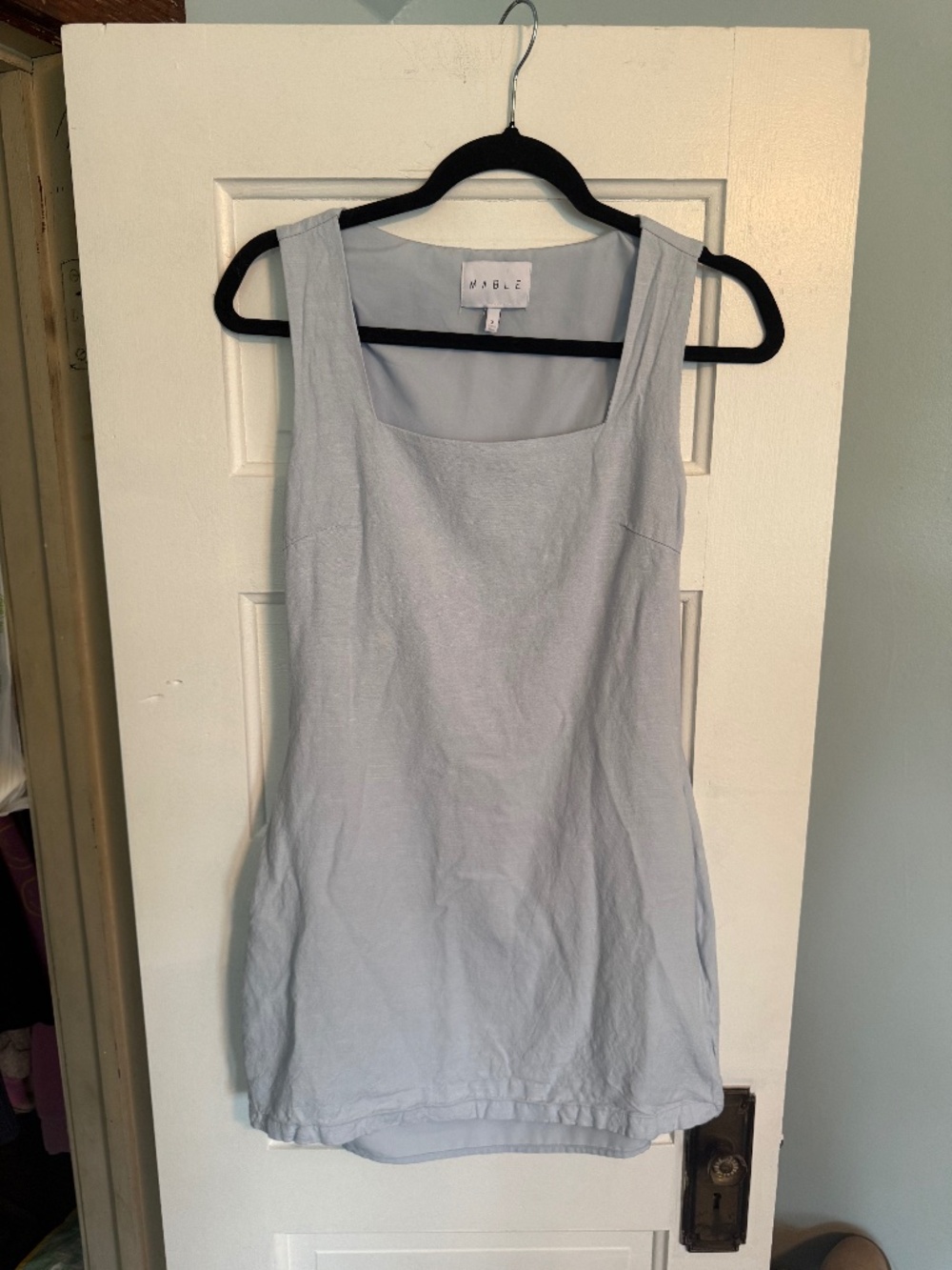 Mable Boutique Light Blue Linen Blend Mini Dress Size Small